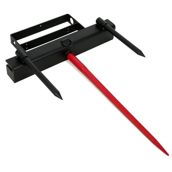 Hay Spear Attachment for Tractor Loader Bucket – Single Spear, Global Quick Attach Bale Spike with 2 Stabilizer Spikes