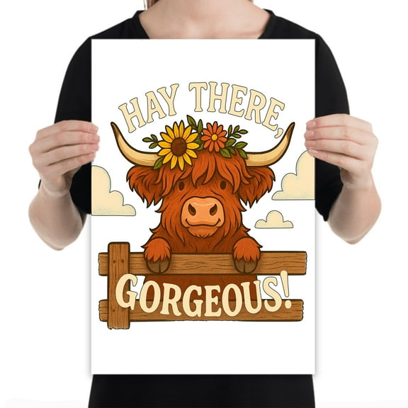 Highland Cow Wall Art - Cow Lovers - 13x19 Poster Print - Farmhouse Decor