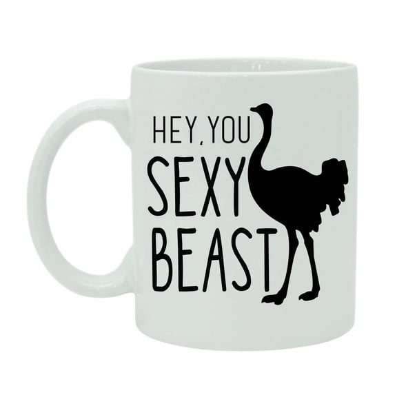 Hay You Sexy Beast Coffee Mug Printed Quote White Tea Cup With Free Gift Box