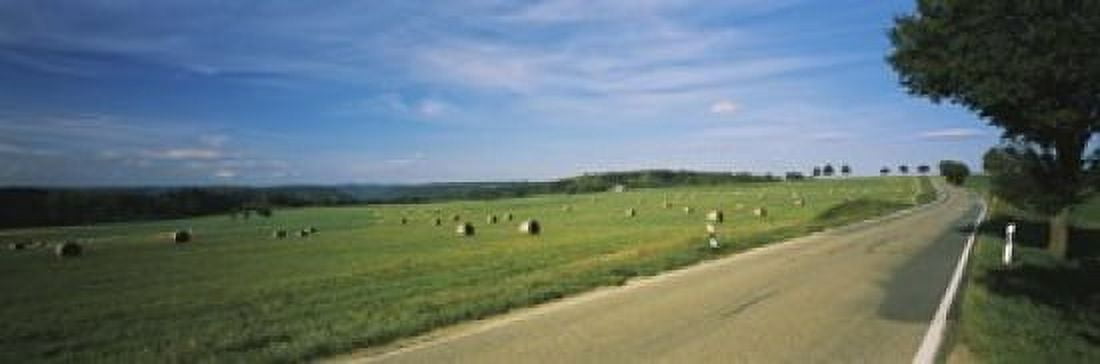 Hay bales in a field Germany Canvas Art - Panoramic Images (18 x 6)