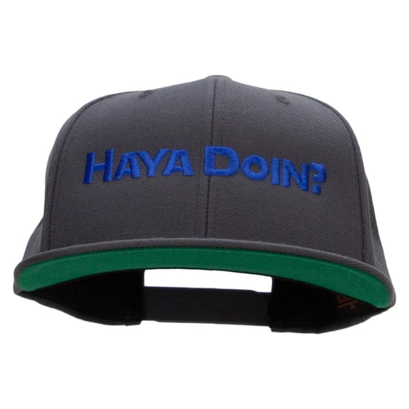 Haya Doin? Embroidered Wool Blend Prostyle Snapback - Dk Grey OSFM