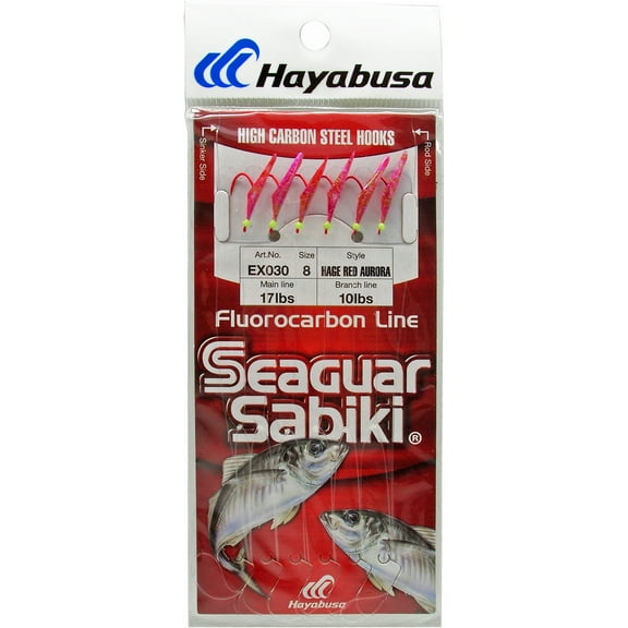 Hayabusa EX030-8 Sabiki Seaguar Red Hook Red Aurora Size 8 6 Hooks