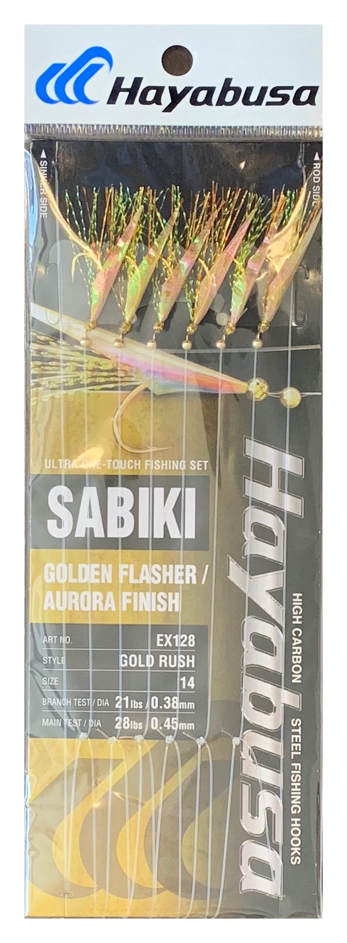 Hayabusa EX128-14 Golden Flasher Saltwater Sabiki, Size 14, 6 Hooks, Main Line 28 lb