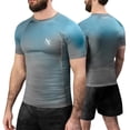 thumbnail image 1 of Hayabusa Fusion Short Sleeve Rash Guard - Grey/Aqua, Large, 1 of 6