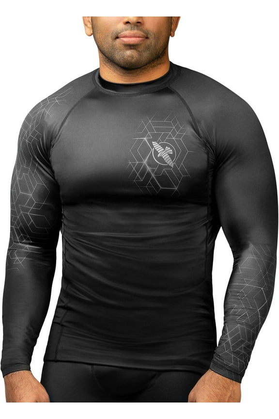 Geo Long Sleeve Jiu Jitsu Rashguard - Grey, XL