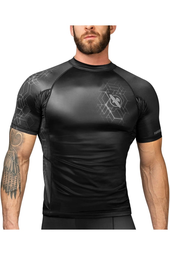 Geo Short Sleeve BJJ Rash Guard - Grey,XX-Large