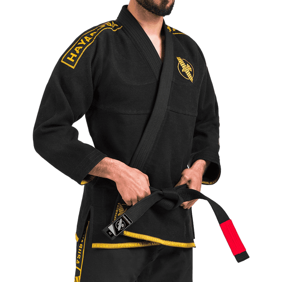 Hayabusa Lightweight Pearl Weave Jiu Jitsu Gi, Black/Gold A5