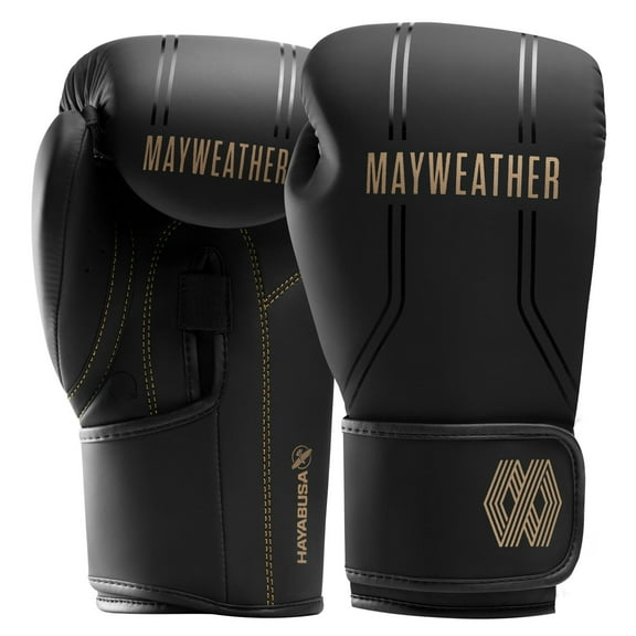Hayabusa Mayweather Contender Boxing Gloves for Men and Women - Black/Gold, 10oz