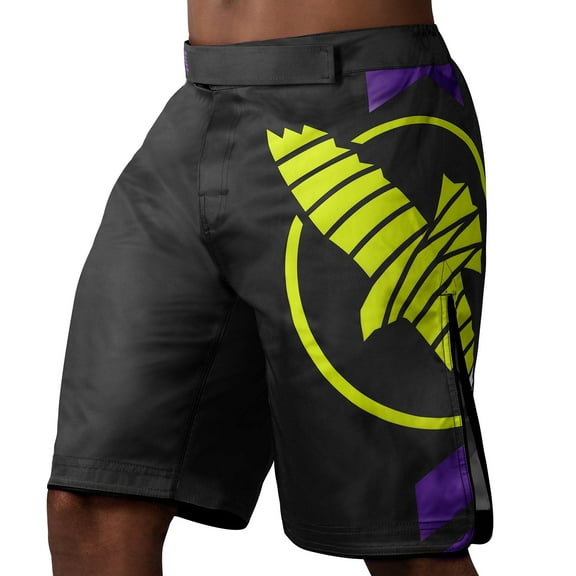 Hayabusa Men's Icon Fight Shorts - Black/Yellow, Small