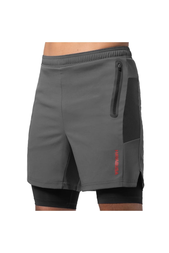 Men's Layered Performance Shorts - Dark Grey, 2X-Large