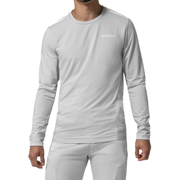 Hayabusa Men's Long Sleeve Training Shirt - Light Grey, Medium