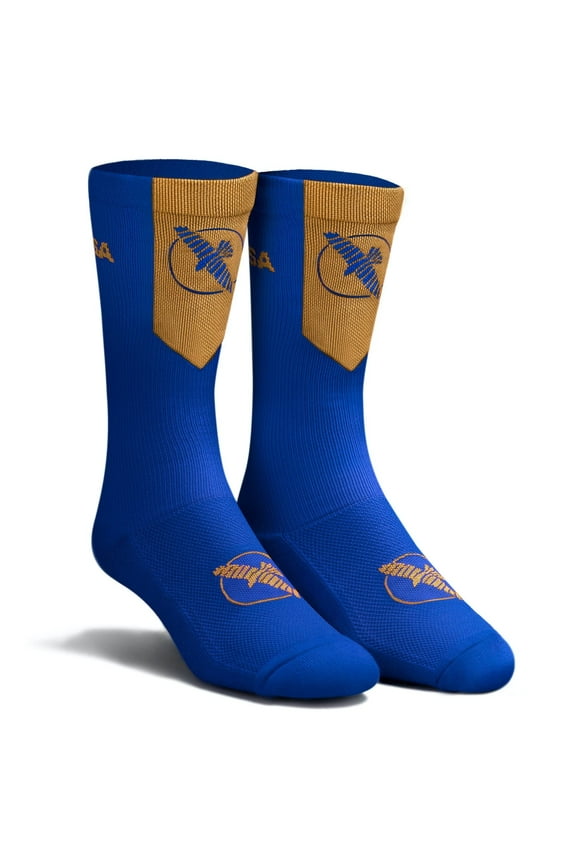 Men's Pro Boxing Socks, Athletic Socks (1 pair) - Blue/Gold, 6-8