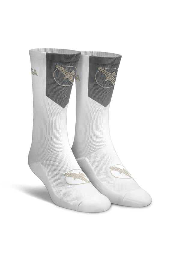 Men's Pro Boxing Socks, Athletic Socks (1 pair) - White/Grey, 12-14