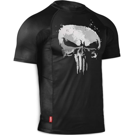 Hayabusa Mens Marvel Hero Elitte Short Sleeve Jiu Jitsu Rash Guard - The Punisher, Large