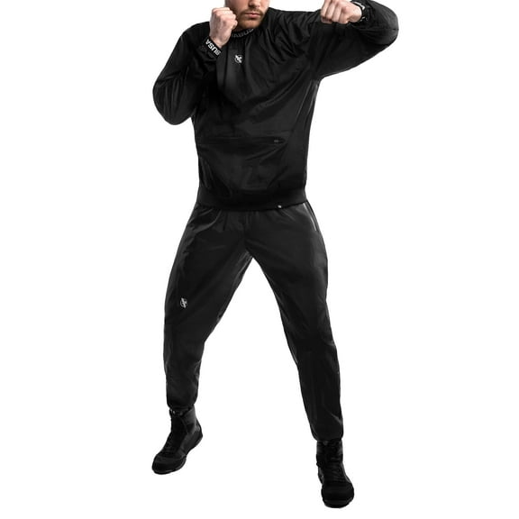 Hayabusa Pro Boxing Sauna Suit For Men and Women Set Includes Nylon PVC Coated Fabric Jacket and Pants - Black, Medium