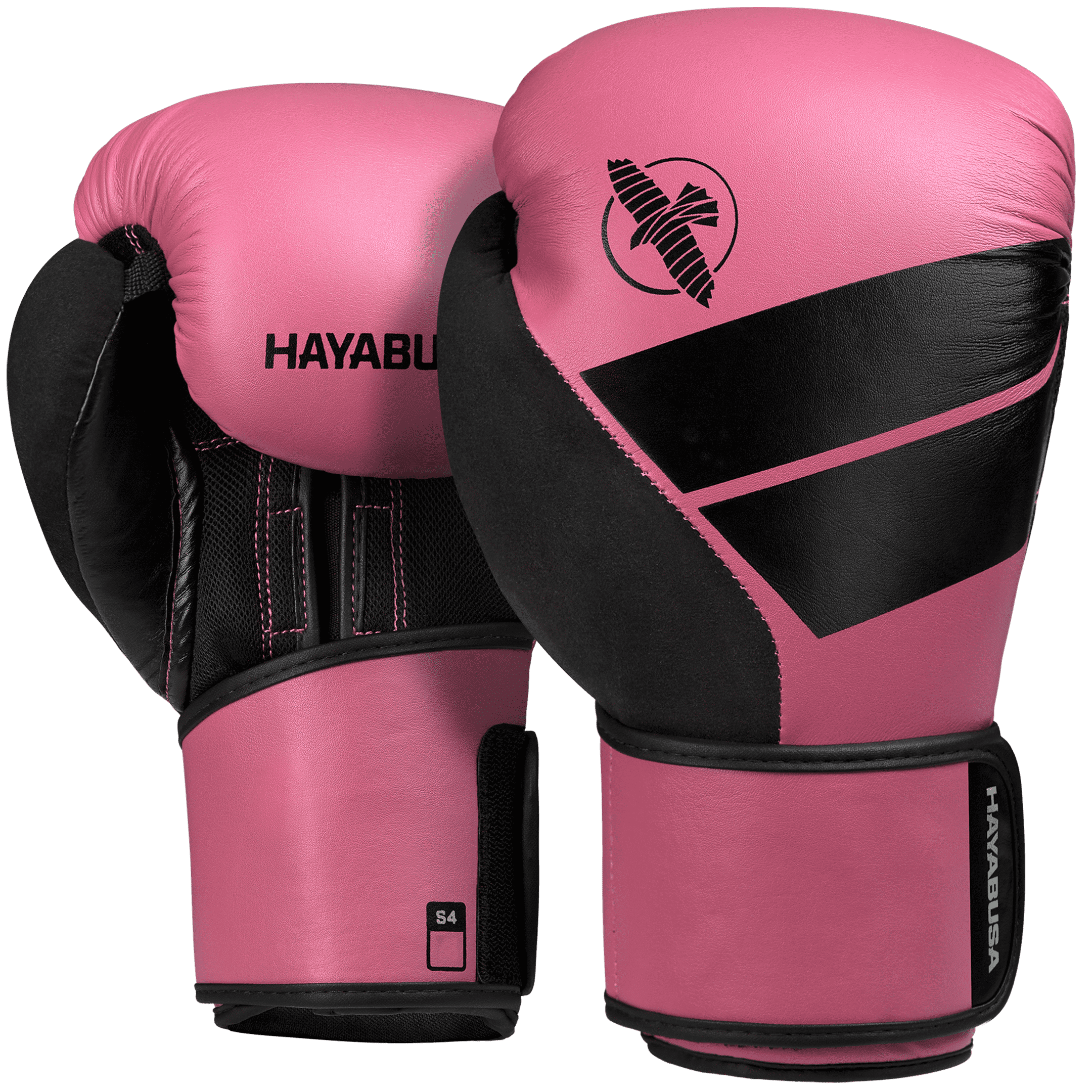 Hayabusa S4 Adult Wear-Resistant Faux Leather Boxing Gloves Kit with Hand Wraps and Wash Bag for Martial Arts, Pink, Small, 2 Piece