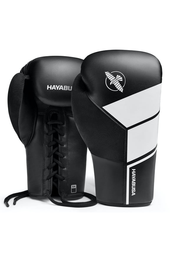 S4 Lace Up Boxing Gloves For Men and Women - Black, 14oz