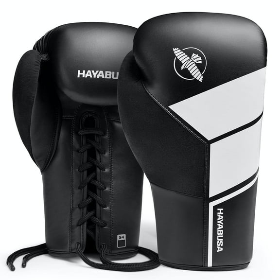 Hayabusa S4 Lace Up Boxing Gloves For Men and Women - Black, 16oz