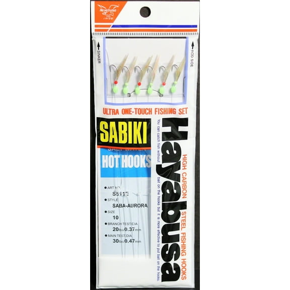 Hayabusa Saba-Aurora Sabiki Hot Hooks for Fishing