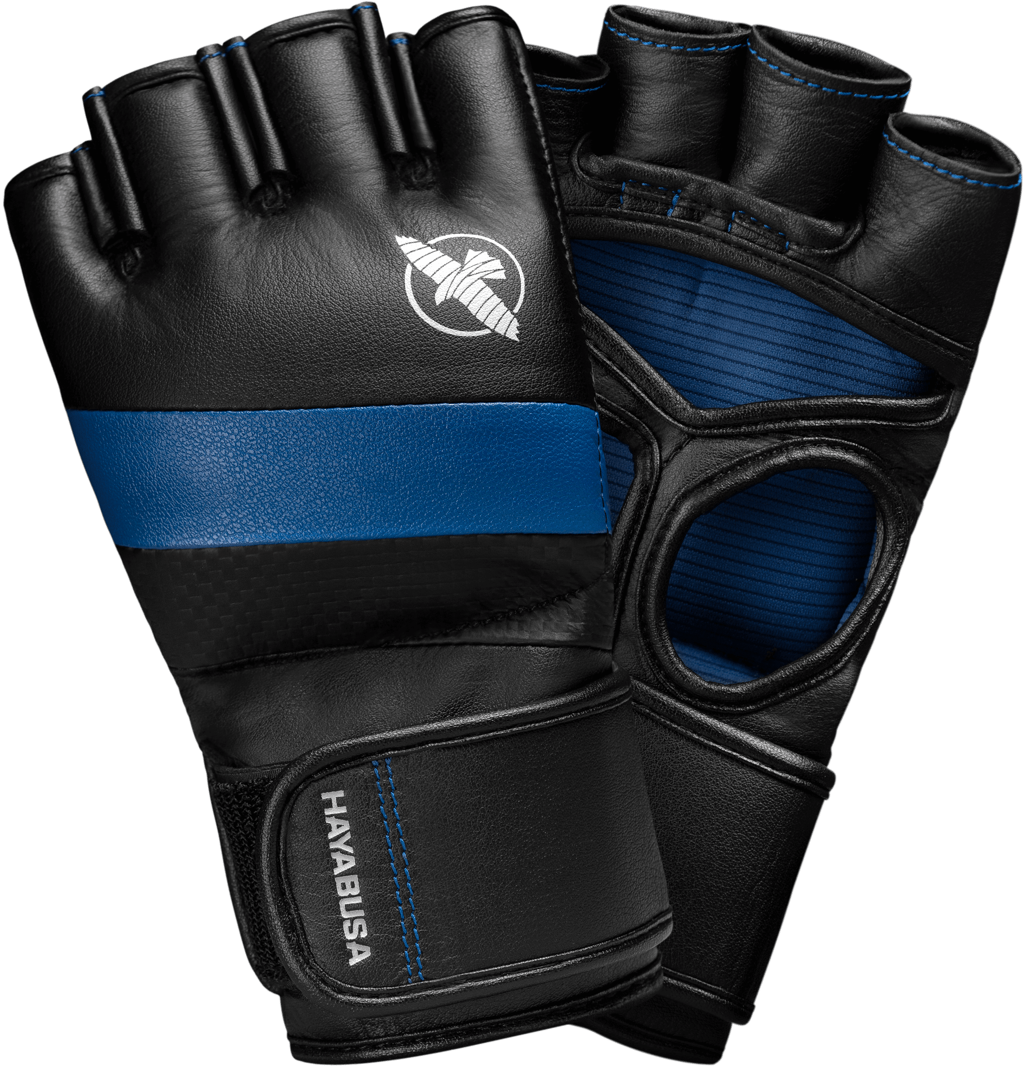 Hayabusa T3 4 oz. Dual-X Hook and Loop Vylar MMA Gloves - Large - Black/Blue