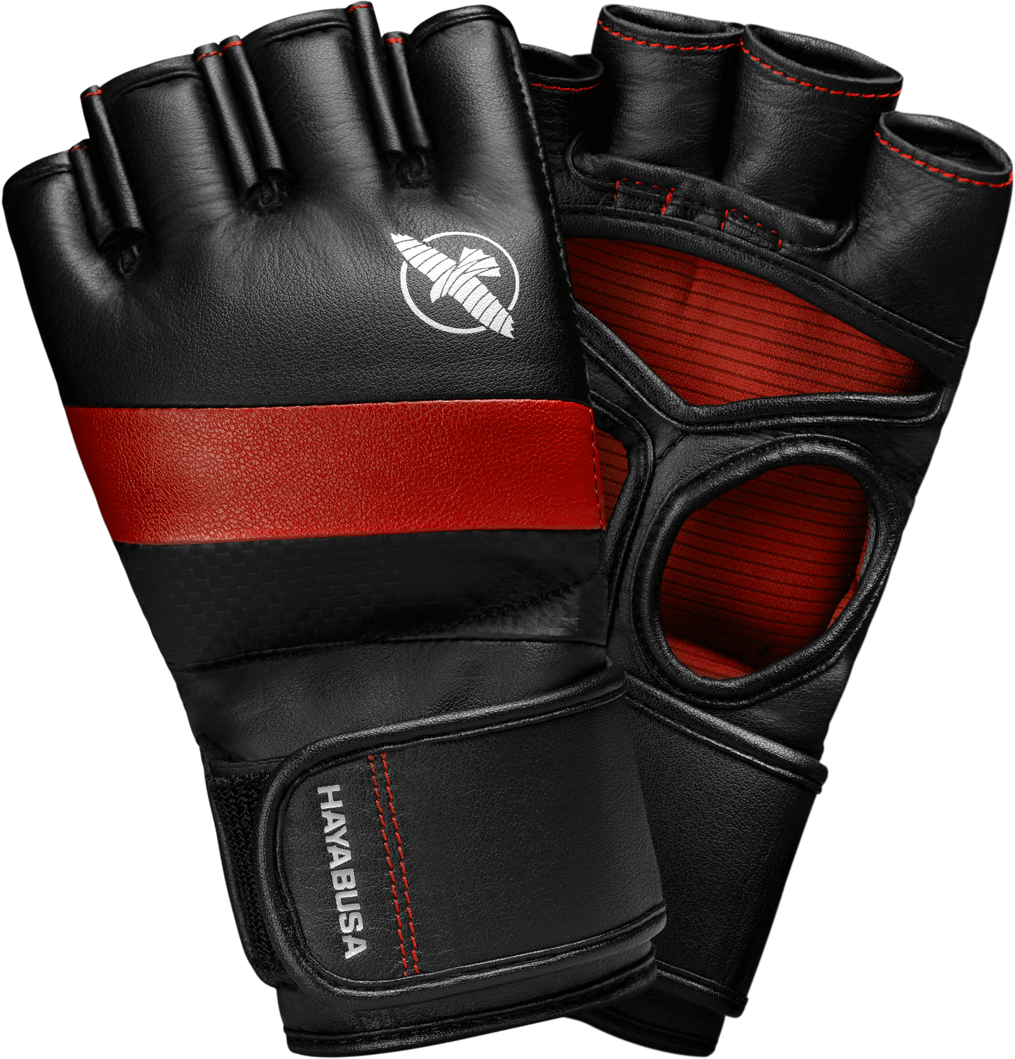 Hayabusa T3 4 oz. Dual-X Hook and Loop Vylar MMA Gloves - Large - Black/Red