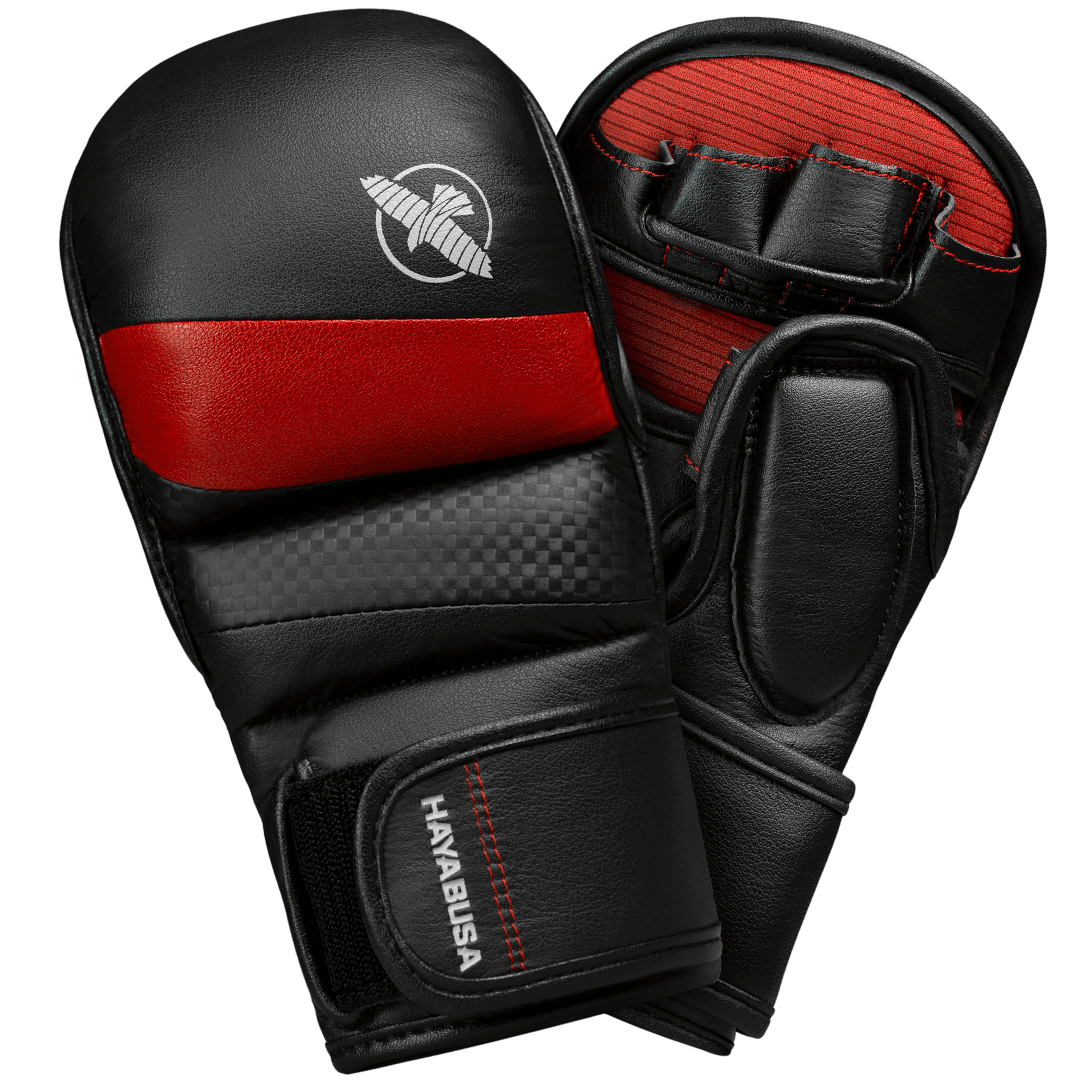 Hayabusa T3 7oz Hybrid Mixed Martial Arts Gloves, Black/Red X