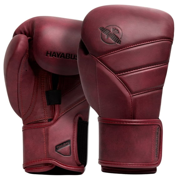 Hayabusa T3 LX Leather Boxing Gloves Men and Women for Training Sparring Heavy Bag and Mitt Work - Crimson, 12 oz