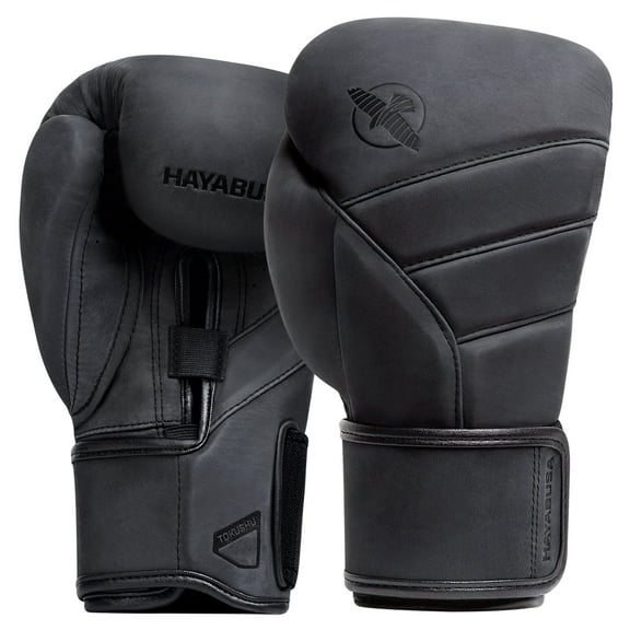 Hayabusa T3 LX Leather Boxing Gloves Men and Women for Training Sparring Heavy Bag and Mitt Work - Obsidan, 14 oz