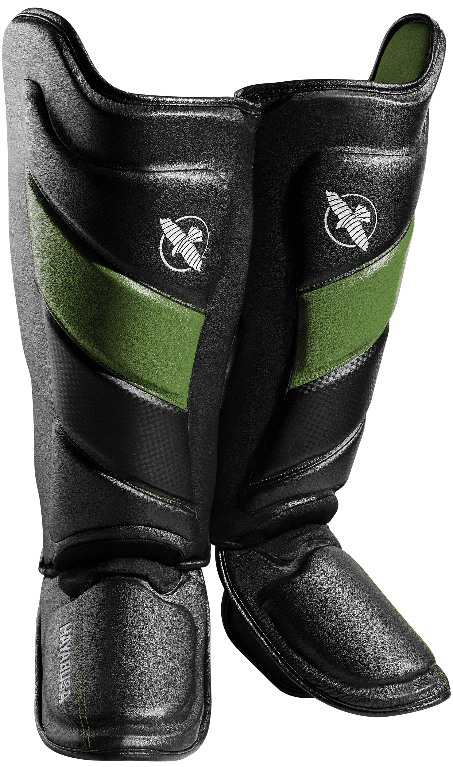 Hayabusa T3 Striking Shinguards, Black/Green Large