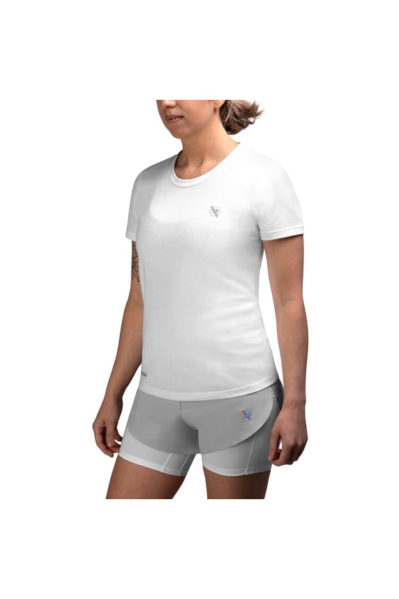 Women's Essential T-Shirt - Logo Graphic, Cotton Blend, Athletic Cut - White, Large