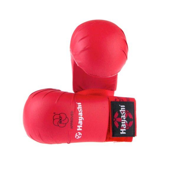 Hayashi WKF Open-Hand Karate Fist Protection Gloves - Red, 237-4