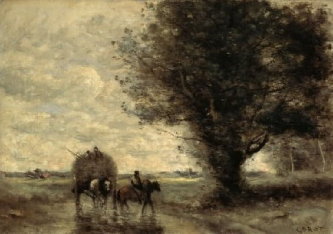 The Haycart Jean-Baptiste-Camille Corot (1796-1875French) Pushkin Museum of Fine Arts Moscow Russia Canvas Art - Jean-Baptiste-Camille Corot (18 x 24)