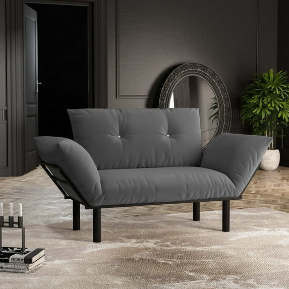 Haydar Extra-wide Modern Loveseat with Metal Legs Grey
