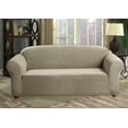 thumbnail image 1 of Hayden Diamond Velvet Sofa Cover in Taupe, 1 of 2