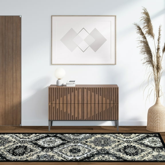 Hayden Geometric Indoor Area Rug by Blue Nile Nills - 2.6' x 8', Black