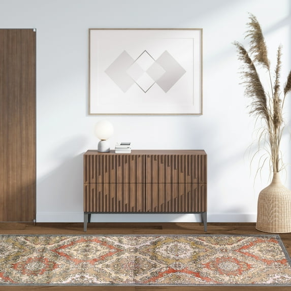 Hayden Geometric Indoor Area Rug by Blue Nile Nills - 2.6' x 8', Cream