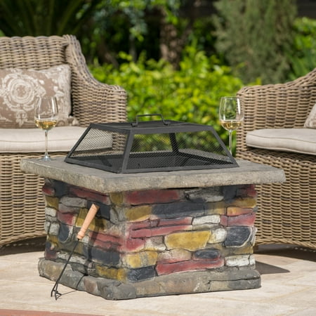 Hayden Natural Stone Square Fire Pit