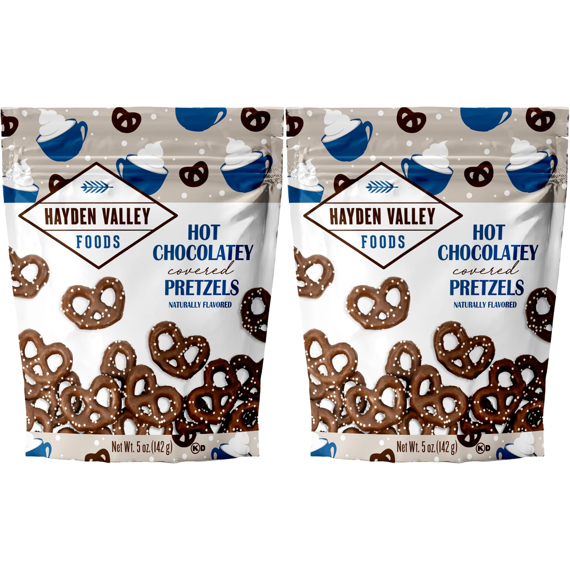 Hayden Valley Foods Hot SBF3Chocolatey Covered Pretzels - 5 oz (Pack of 2) - Gourmet Naturally Flavored Pretzels