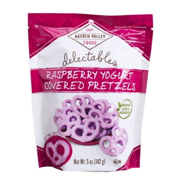 Hayden Valley Foods Raspberry Yogurt Covered Pretzels 5oz Resealable
