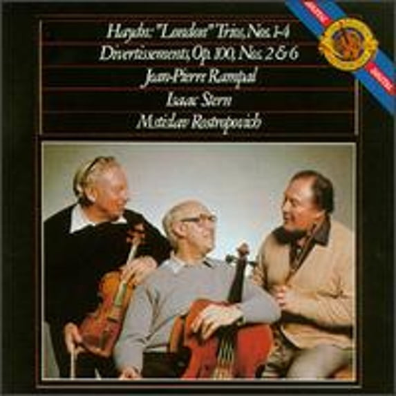 Pre-Owned Haydn: London Trios; Divertissements (CD 0074643778626) by Isaac Stern (violin), Jean-Pierre Rampal (flute), Mstislav Rostropovich (cello)