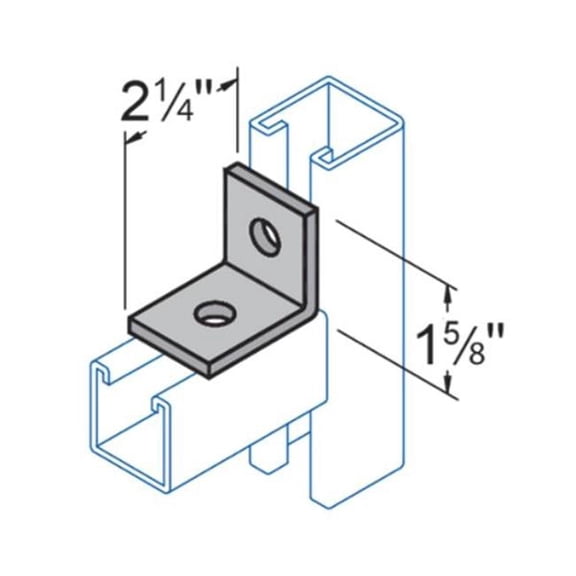 Haydon 1005301 Angle Bracket for Strut Channel - 90 Deg Configuration - 2-Hole Design - One Hole Per End, Steel Construction, Silver - Standard