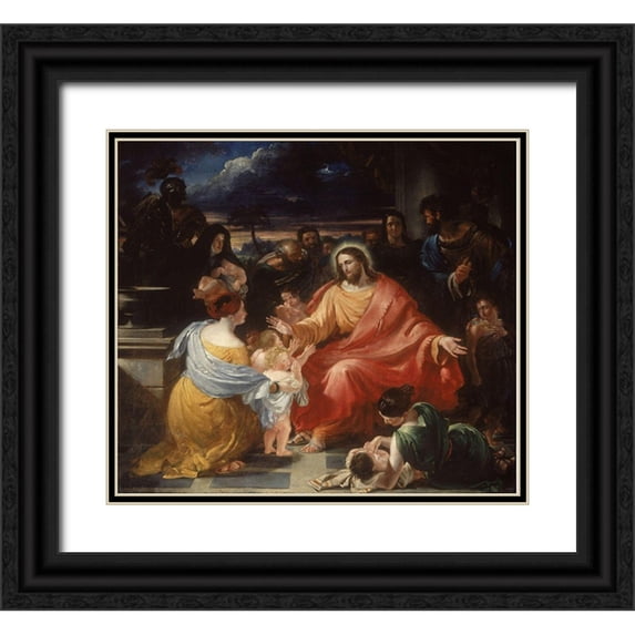 Haydon, Benjamin Robert 16x15 Black Ornate Wood Framed with Double Matting Museum Art Print Titled - Christ Blessing the Little Children