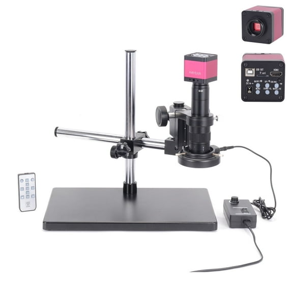 Hayear 1/2.3 inch Sensor 1080P 60FPS HD HDMI USB Digital Industry Video Inspection Microscope Camera Set With 180X C-Mount Lens and 60 LED Light,Apply for Adultt