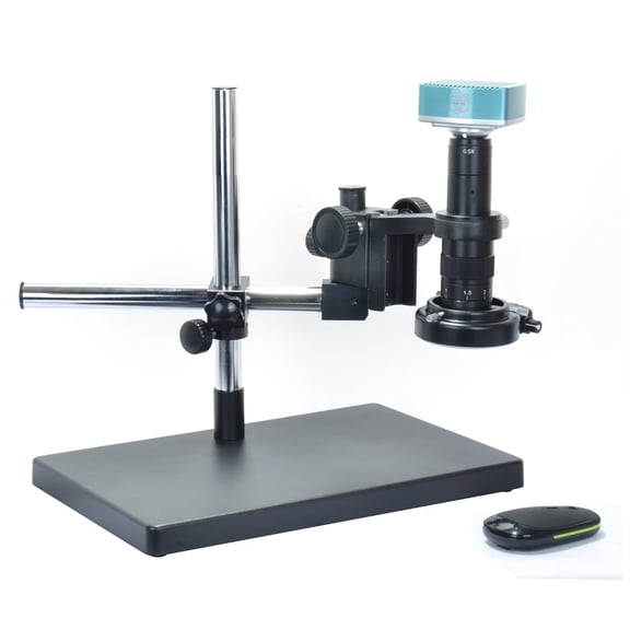 Hayear 1080P HDMI Digital Industry Video Microscope Camera Set includes Big Stand Universal bracket ,180X C-MOUNT Lens, 144 LED Light