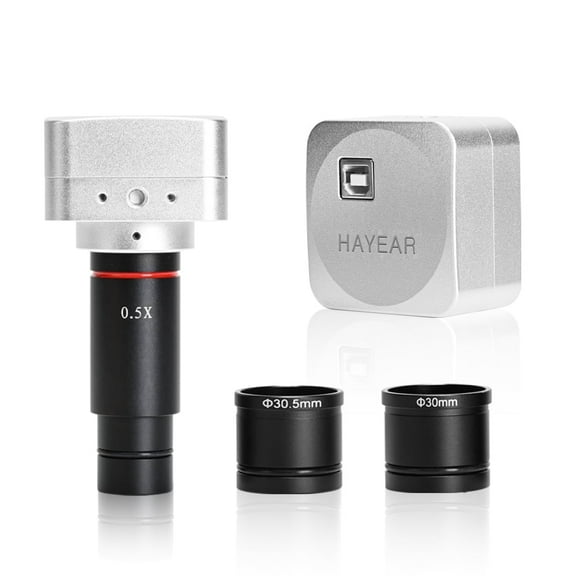 Hayear 12MP 1 / 2.3 "Color IMX 377 CMOS Image Sensor 2.0 USB Output Interface Video Microscope Camera Digital Eyepiece Camera with 0.5X Reduced Eyepiece and Dia 30/30.5MM Adapter
