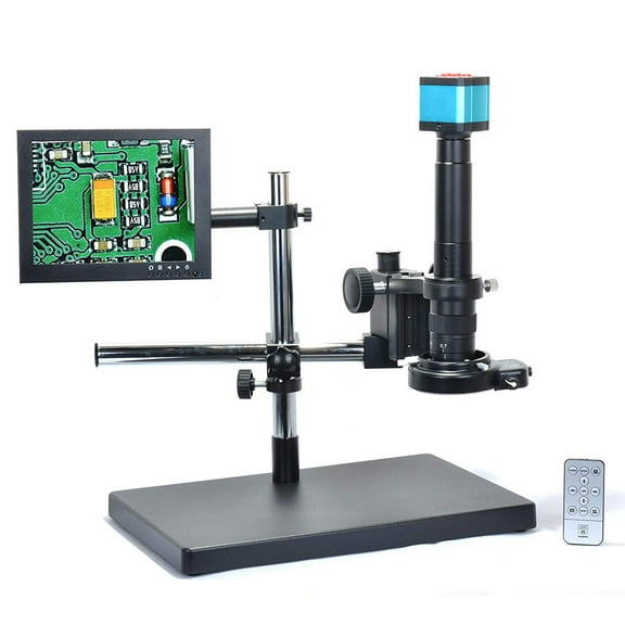 Hayear HDMI USB Digital Industry Video Microscope Camera Set ‌Encompassing  Big Stand Universal bracket ,300X C-MOUNT Lens, 8" inch LCD Monitor