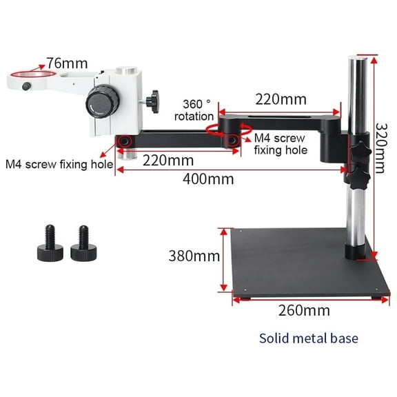 Hayear Heavy Duty Boom Metal Table Stand, 76mm Holder Universal Large Tripod for Industrial Stereo Microsocpe Soldering PCB Repair,Black,Only one Stand