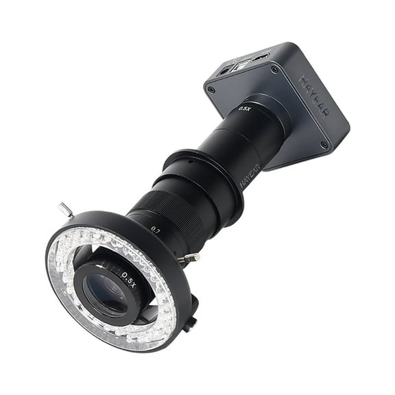 Hayear High Definition Video Microscope 48 MP Industrial Camera Kit ,180X lens,60 LED ring light for Phone Repair Soldering