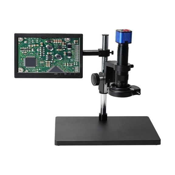 Hayear Professional 16MP Industrial Inspection Microscope Camera Set Includes of 180X Optical Zoom,10.1" LCD Monitor & 144 LED Ring Light