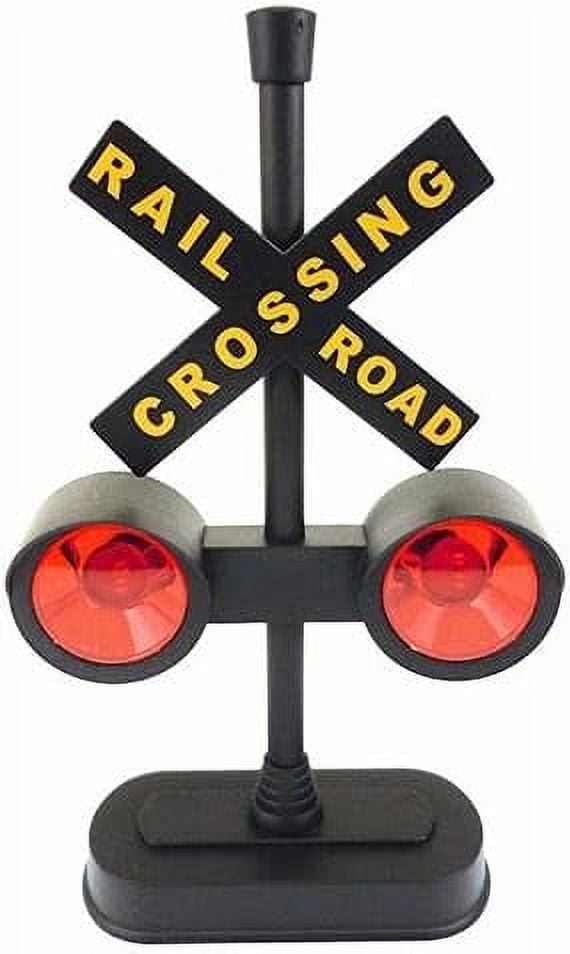Railroad Train Crossing Sign with Flashing Lights and Sounds
